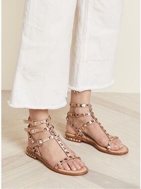 Ash Poison Studded Gladiator Sandals in Rame (Light Rose Gold) Size 41/ US 11